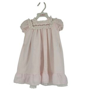 VTG Alexia Baby Girl Pink Lace Floral Embroidered Dress and hanger 6-10 lbs USA